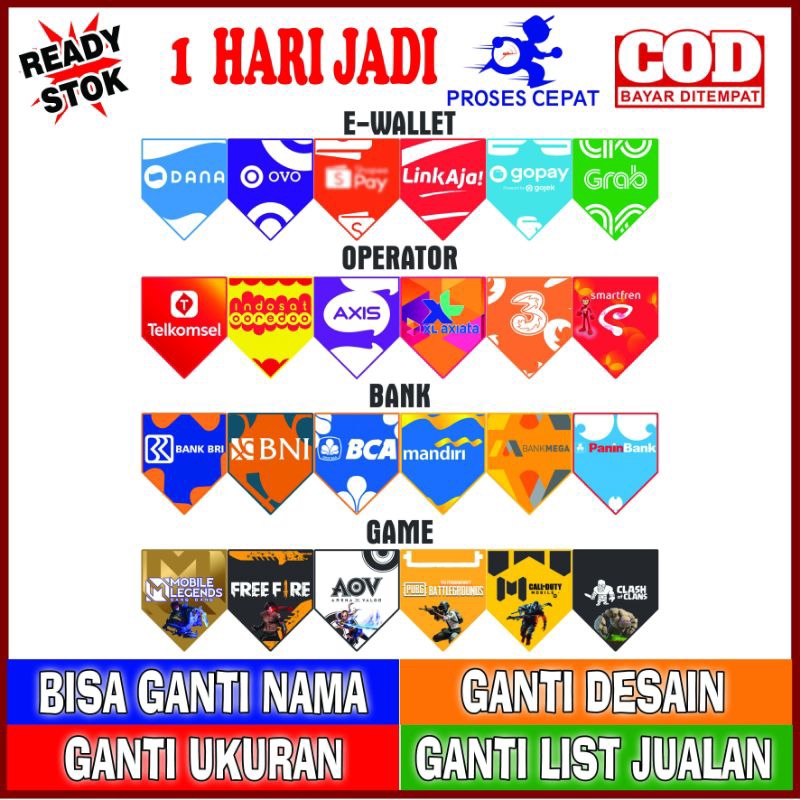 Banner Lace Counter Top Up Game EWallet Bank Provider Custom BANNER COUNTER