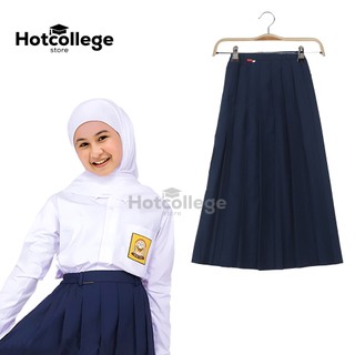 HotCollege Seragam SMP Rok Panjang Rempel Biru Seragam Sekolah Rok Rempel Rok SMP Rempel Ban Pinggang Karet PREMIUM