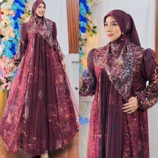 DAYANA SERIES BY HUMAIRA SYARI GAMIS CERUTY PREMIUM MIX TULE CINDERELLA PAYET MUTIARA SET JILBAB TERBARU