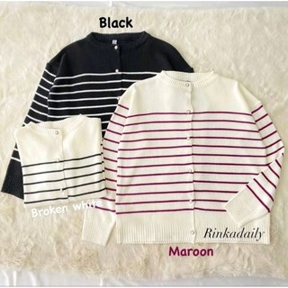 RRC CARDIGAN RAJUT KANCING MUTIARA PREMIUM STRIP