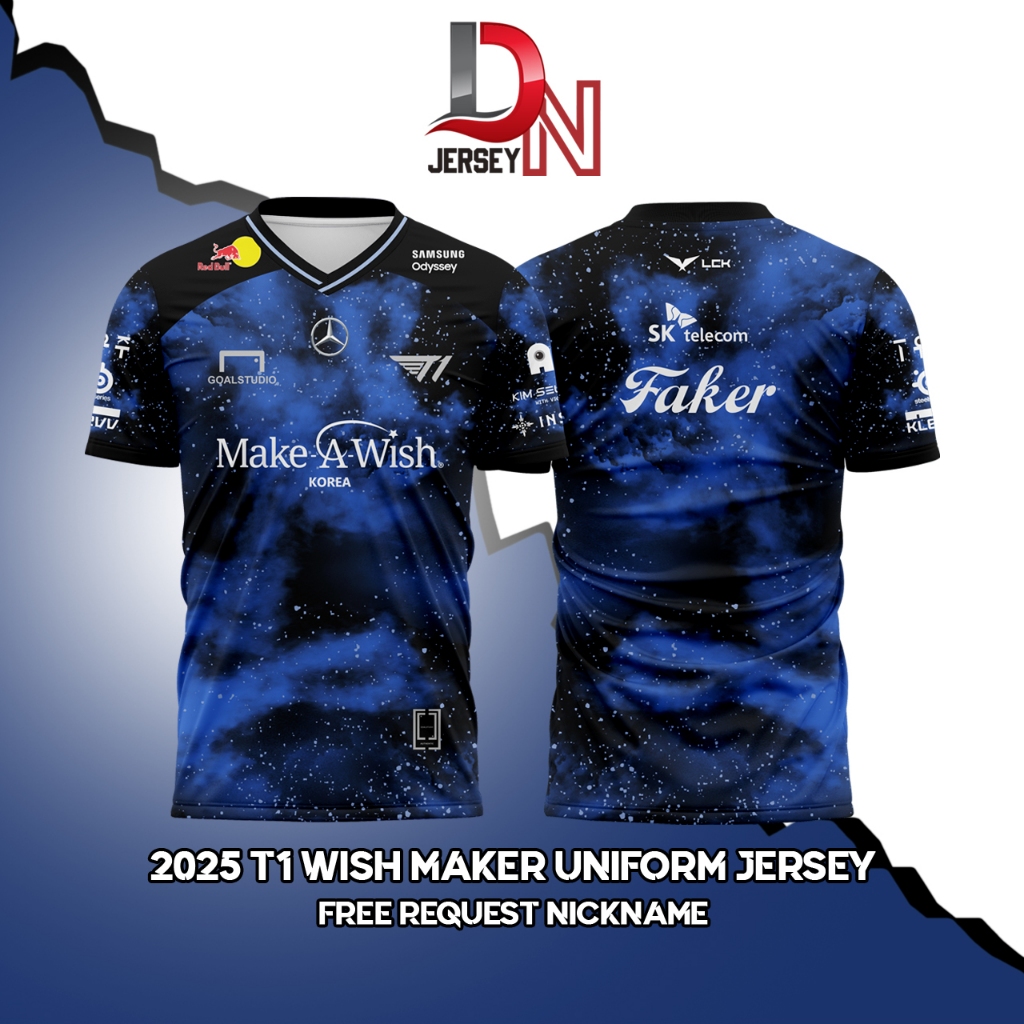 JERSEY T1 Wish Maker Uniform 2025 New LOL (ฟรีชื่อฉายที่กําหนดเอง)