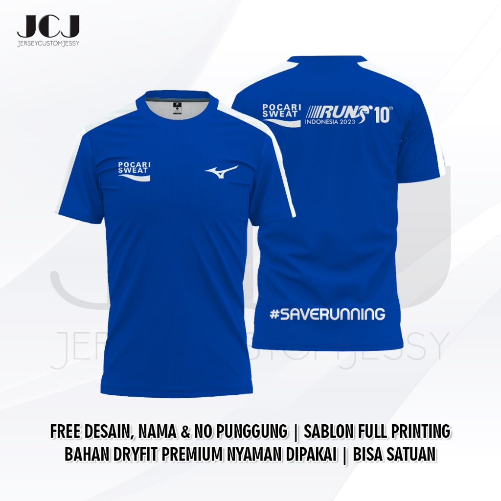 POCARI SWEAT DARK BLUE Short Running Jersey_Full design ชื่อแบบกําหนดเองฟรีสําหรับผู้ใหญ่และเด็ก
