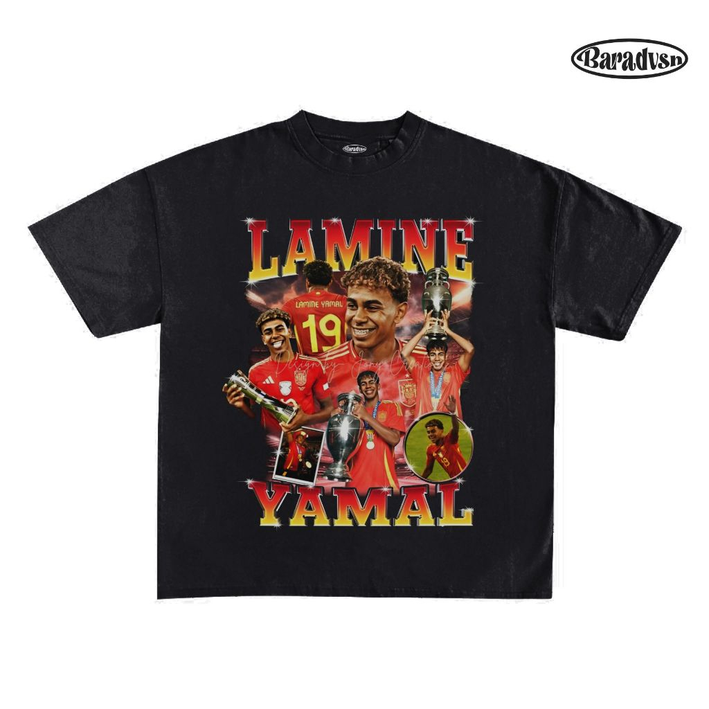 LAMINE YAMAL VINTAGE TSHIRT / เสื้อฟุตบอล LAMINE YAMAL BARCELONA CLOTHES ~สติ๊กเกอร์ฟรี
