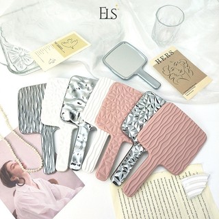 ELSA Cermin Silver Pink Aesthetic Kaca Make Up Hand Mirror Garis Crystal Custom RS11S (Belum termasuk Bubble Warp)