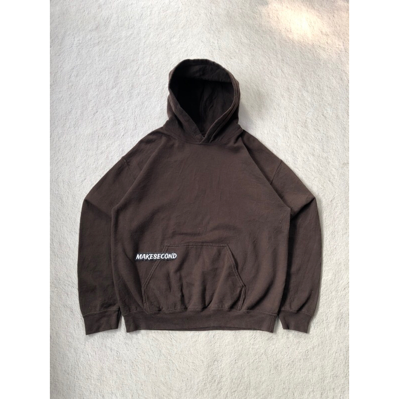 Vtg เสื้อฮู้ด gildan สีน้ําตาลเข้มเปล่า
