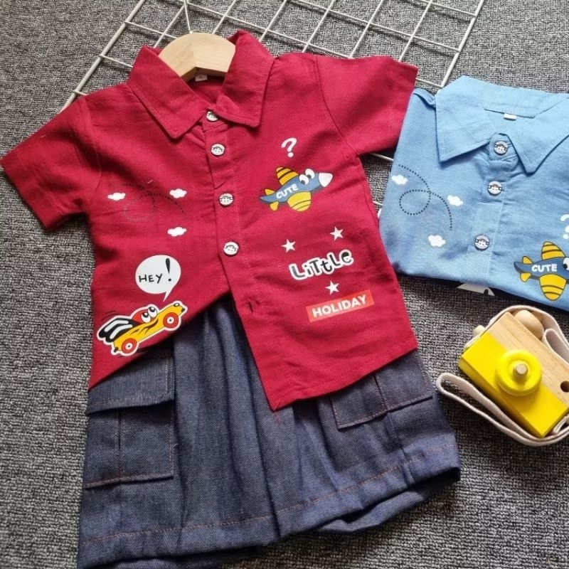 KEMEJA WAKAKO_STORE.ID SHIRT SET (CUTE CARE) สําหรับ BOYS AGED 6 MONTHS - 4 ปี