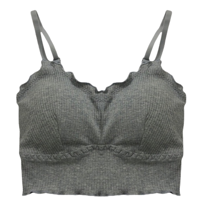 KHAEBEAUTY Tanktop BRA Foam Basic Square Crop Tee Plain Adjustable Strap คอวี BR074