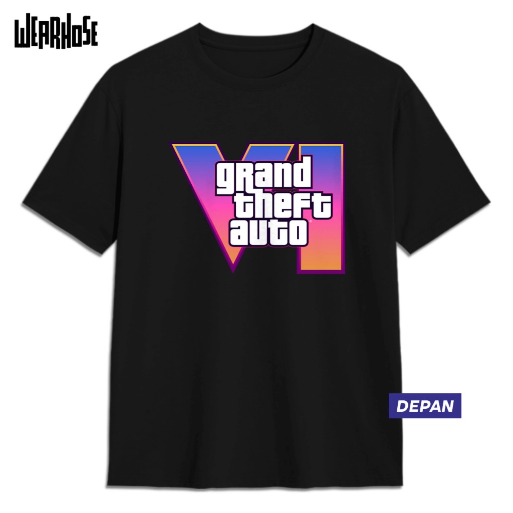 GTA 6 เสื้อยืด ROCKSTAR GAMES โลโก้ GTA 6 Unisex อะนิเมะเกมเสื้อยืดผู้ชายผู้หญิง Wearhose Tops