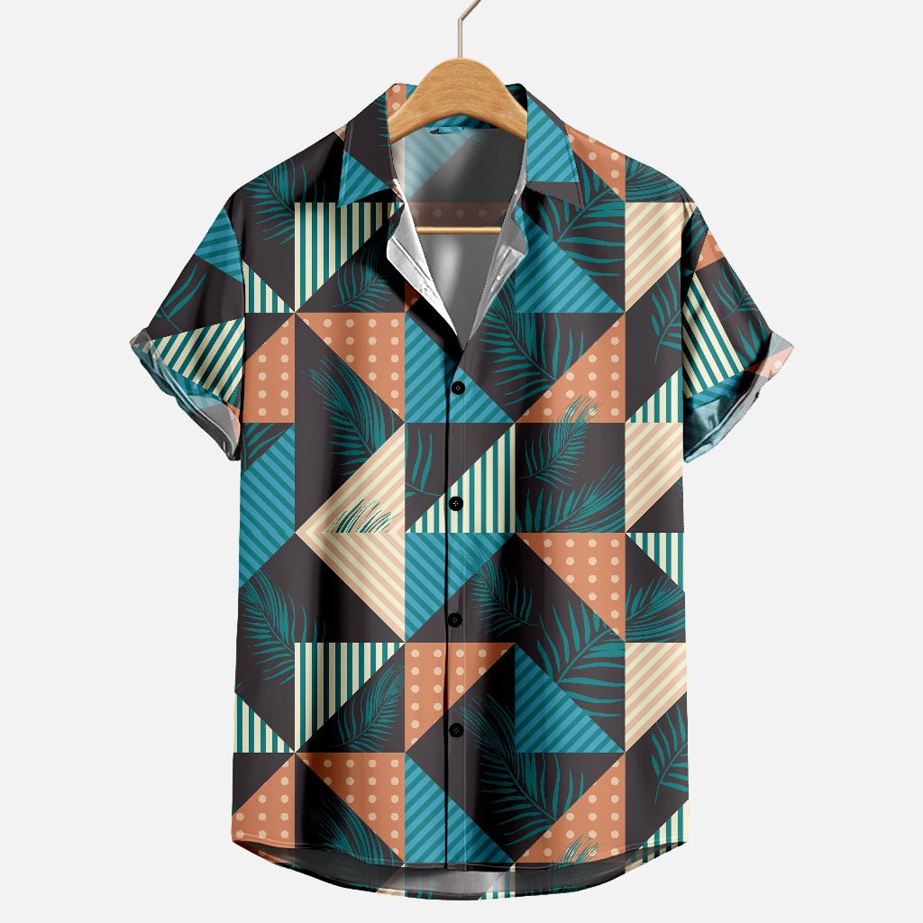เสื้อเชิ้ตคอปกเปิดผู้ชาย - Vector WIth Geometric Triangle