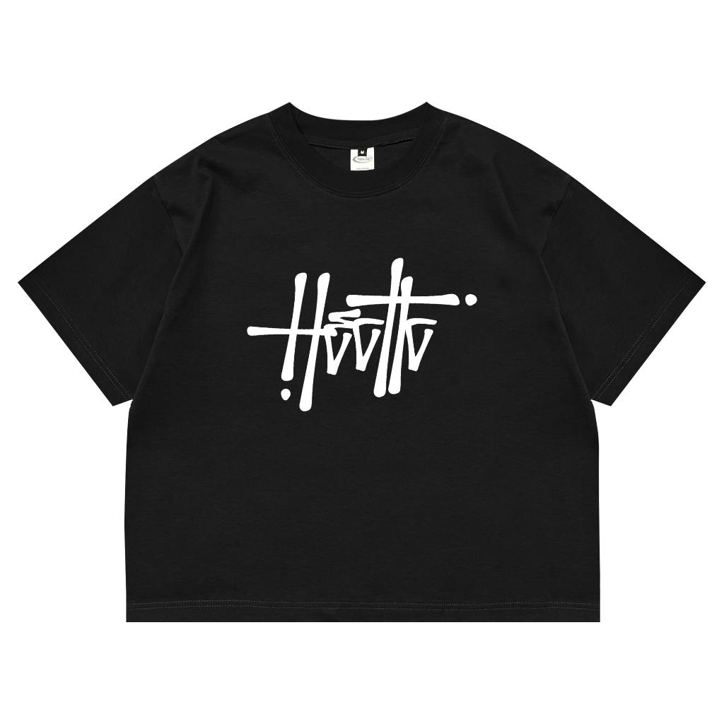 KATUN Hectic - เสื้อยืดผ้าฝ้าย Boxy Fit - สีดํา - โลโก้ใหม่