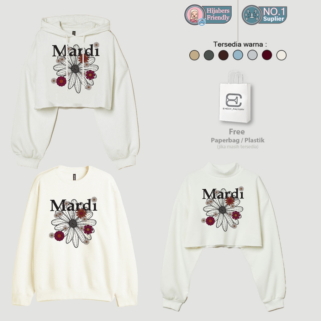 Crewneck Mardi Mercredi Broken White Soft Cream เสื้อกันหนาวผู้หญิง Mardi Flower Cream