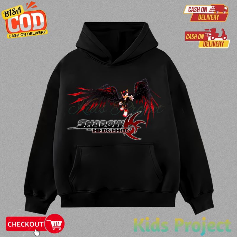 COOL SHADOW SONIC THE HEDGEHOG CHARACTER HOODIE สําหรับเด็กและผู้ใหญ่