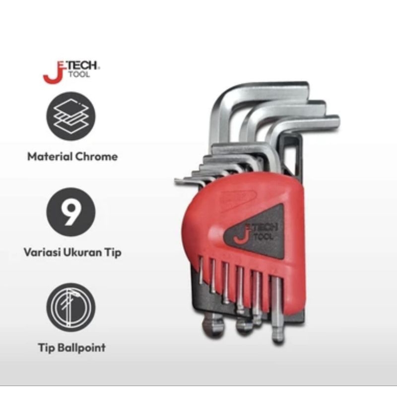 Jetech ชุด 9 ชิ้น Hex Ballpoint L Key 1.5-10 มม. Bs-c9