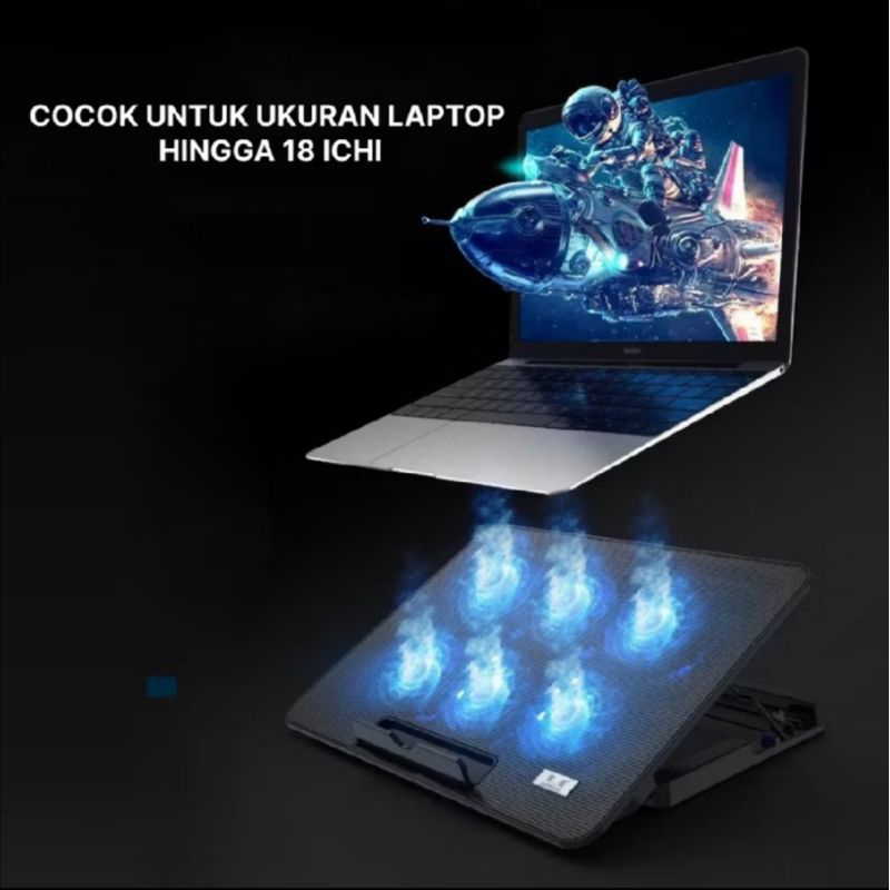 LAPTOP COOLER FAN 6 พัดลม + ขาตั้ง
