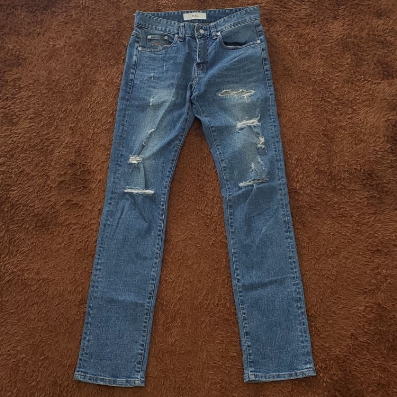Plac Ripped Jeans กางเกงยีนส์กางเกงยืด