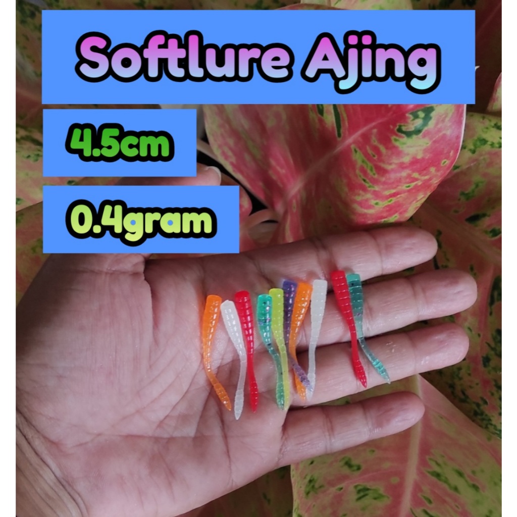 UMpan ตกปลา Softlure Ajing 4.5cm.10pc Soft Lure Ajing Lure Chewy Kotrek Sabiki Glow in The Dark