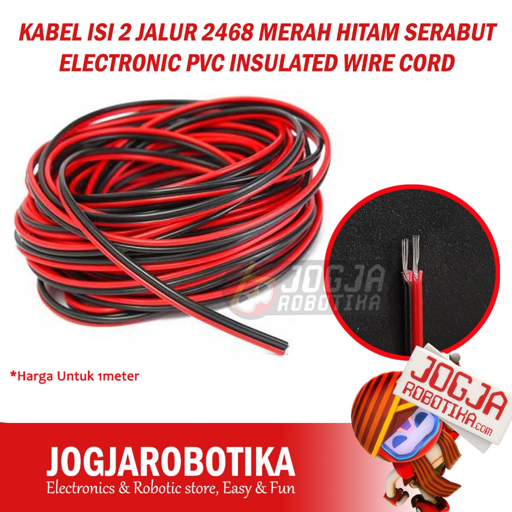 MERAH 2-WAY CABLE 20AWG 22AWG 24AWG 28AWG 246 20 22 24 28 AWG RED BLACK ELECTRONIC FIBER PVC INSULAT