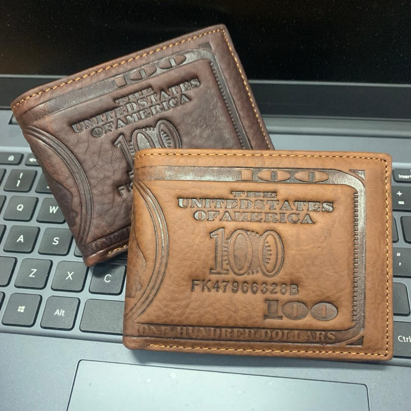 ใหม่ล่าสุด CLASSIC MINI DOLLAR MOTIF กระเป๋าสตางค์ผู้ชายหนังเต็ม