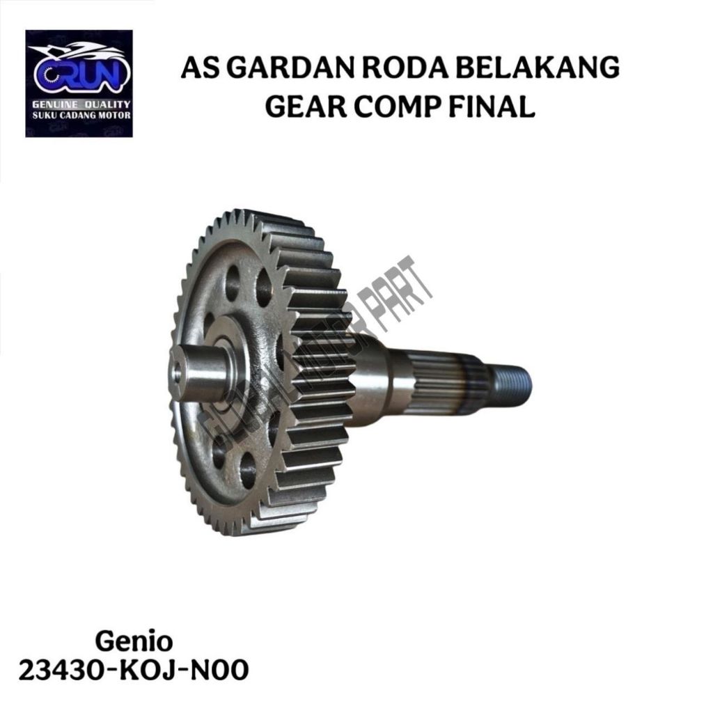 CRUN เพลาล้อหลัง Genio Scoopy K2F / Beat Street K0J เพลา / Gear Comp Final 45T 23430-KOJ-N00