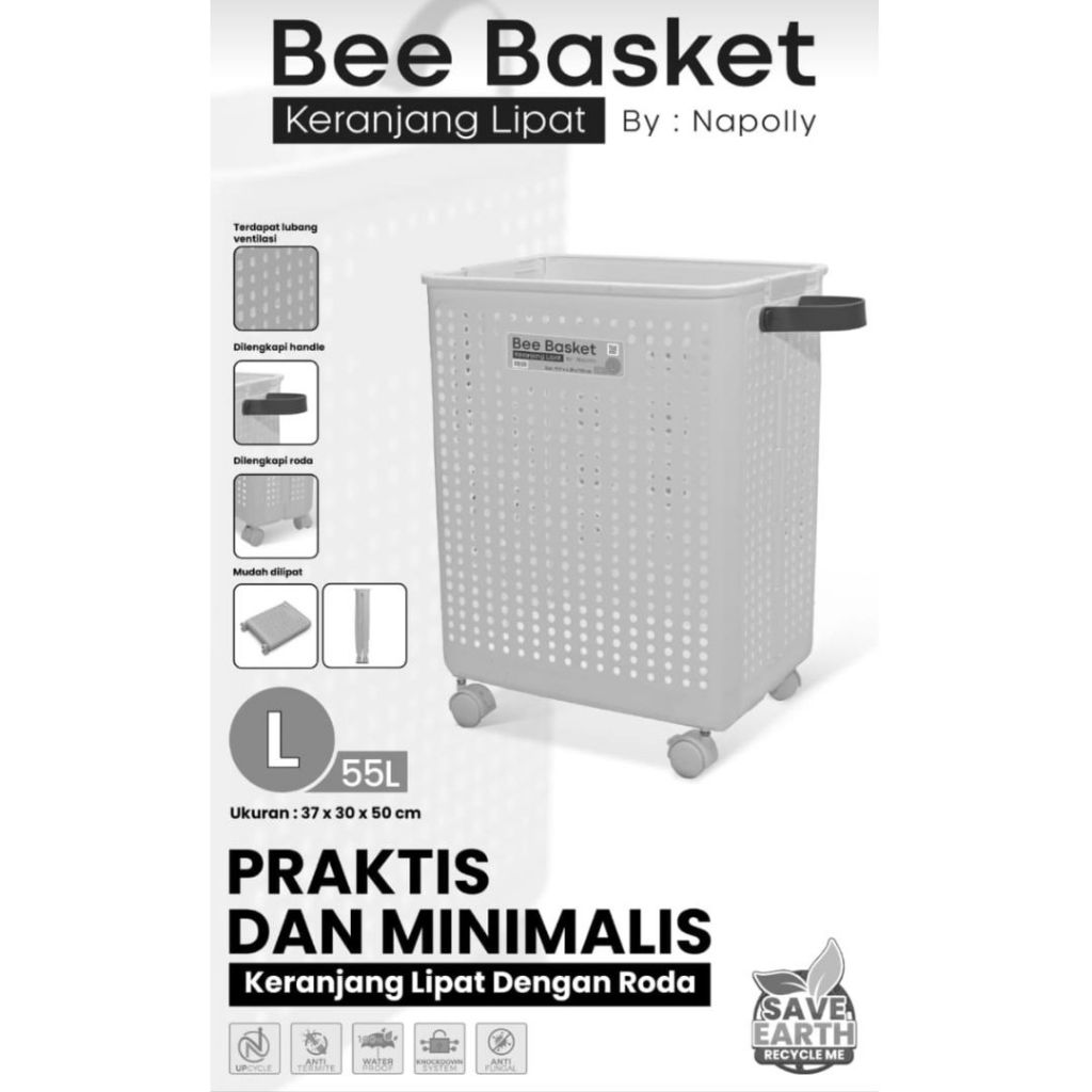 NAPLLY BEE BASKET FOLDING LAUNDRY BASKET