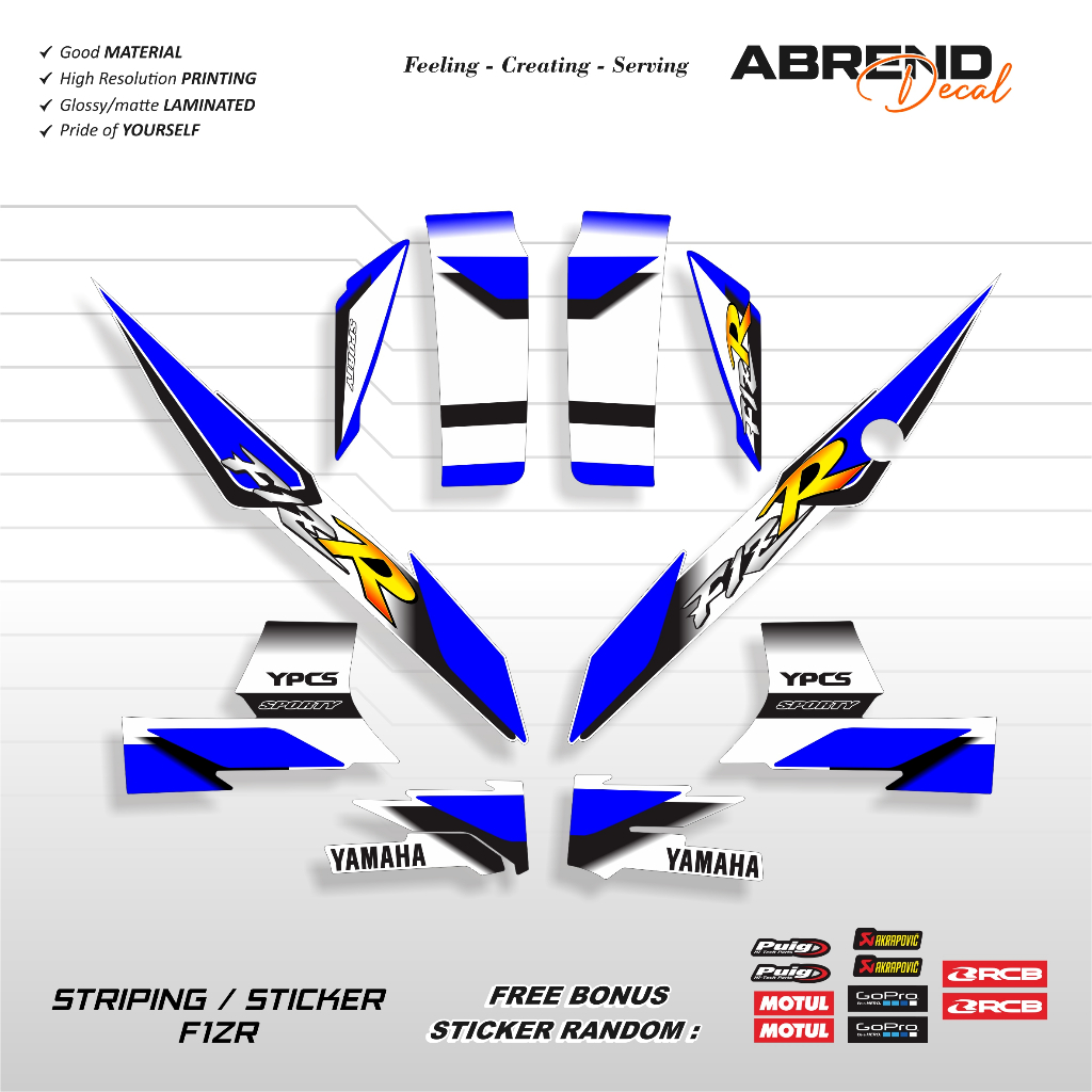 F1ZR Graphic Striping Original Printing / Yamaha F1 ZR Sticker / F1ZR Sticker / Stock Decal / รายการ