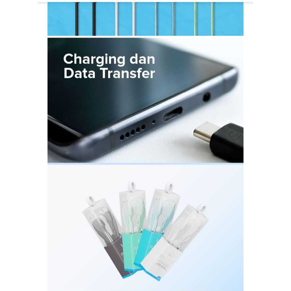 USB-A ถึง TYPE-C U1ME Flex-20C ไนลอนถัก 3A สาย/U1ME Type-C 3A Flex-20C ชาร์จและสายเคเบิลข้อมูล