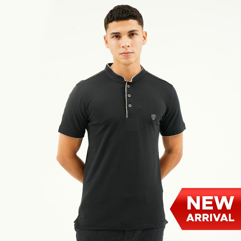 Cressida Mens Slimfit Collar T-Shirt สีดํา - SYWPS.WB116H