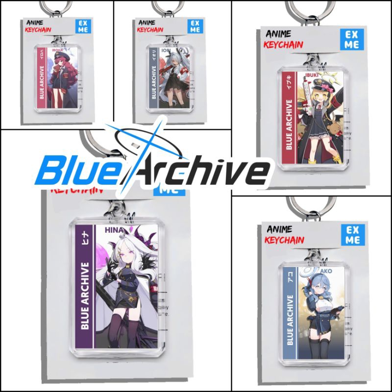 พวงกุญแจ GANTUNGAN Blue Archive - พวงกุญแจ Blue Archive - พวงกุญแจอะนิเมะเกม - พวงกุญแจ Hina - Ako -