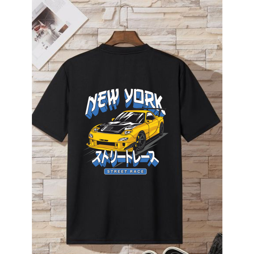 เสื้อยืด Distro ของผู้หญิงของผู้ชาย, การออกแบบถนนนิวยอร์ก, การพิมพ์หน้าจอ DTF