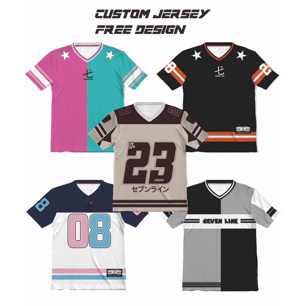CAN CUTOM NUMBER เสื้อ Seven Line โอเวอร์ไซส์ รักบี้ Nfl Unisex