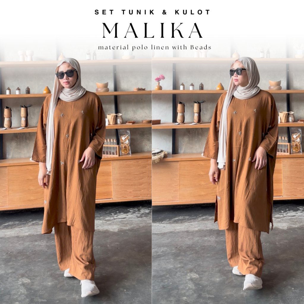 WEARBIYA Malika Tunic + Culottes with Bead/Malika Set Bead/ Malika Set Polo Linen