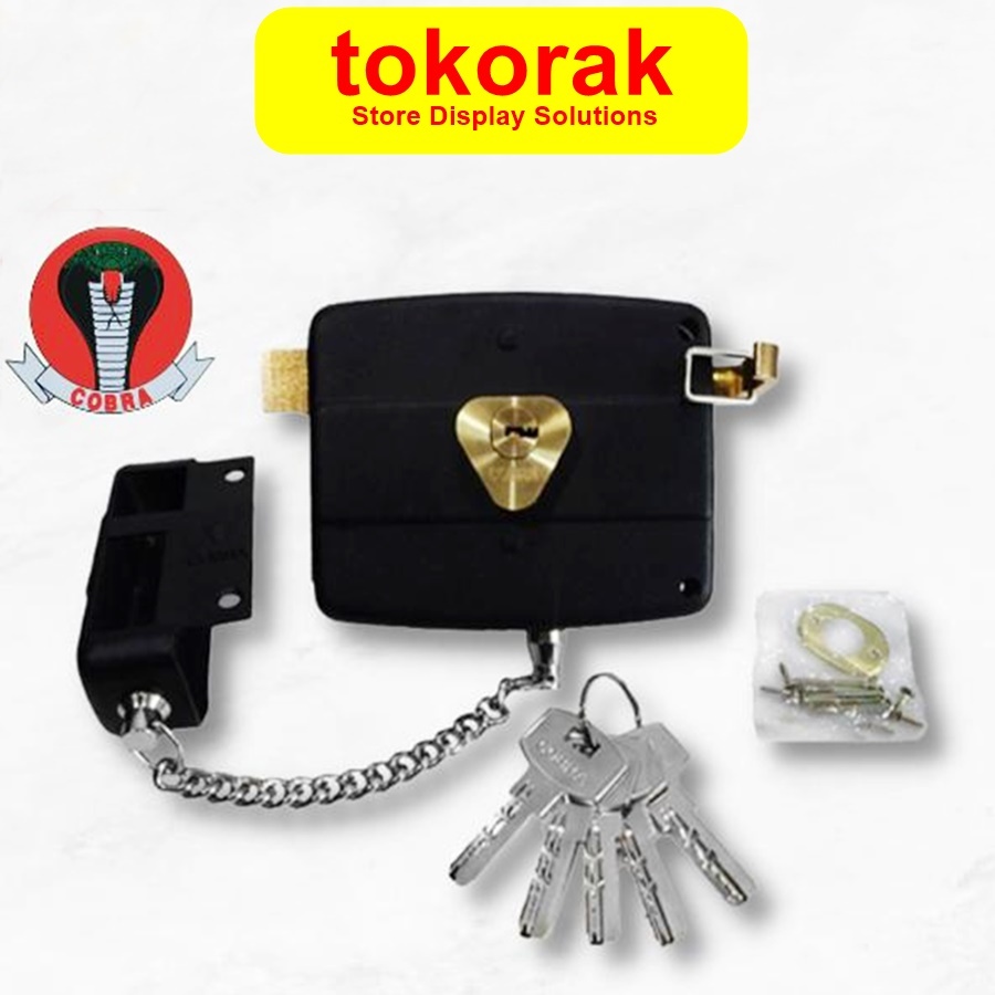 BLACK COBRA AUTOMATIC IRON GATE LOCK คอมพิวเตอร์ KEY RIM LOCK GATE FENCE LOCK