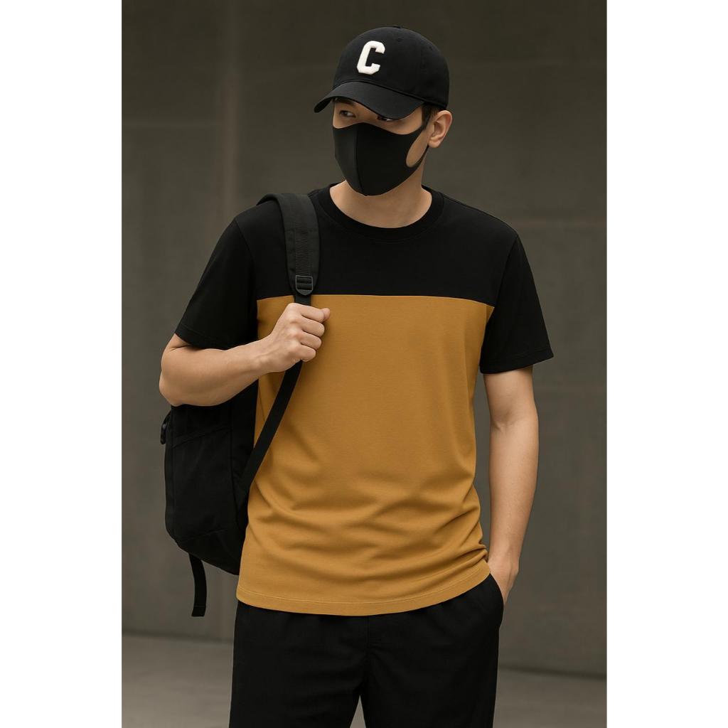 INDOSAN-TWOTONE O-NECK เสื้อยืด-COOL 2 สีคอลเลกชันรุ่น SLIMFIT เสื้อยืด-PICREAL