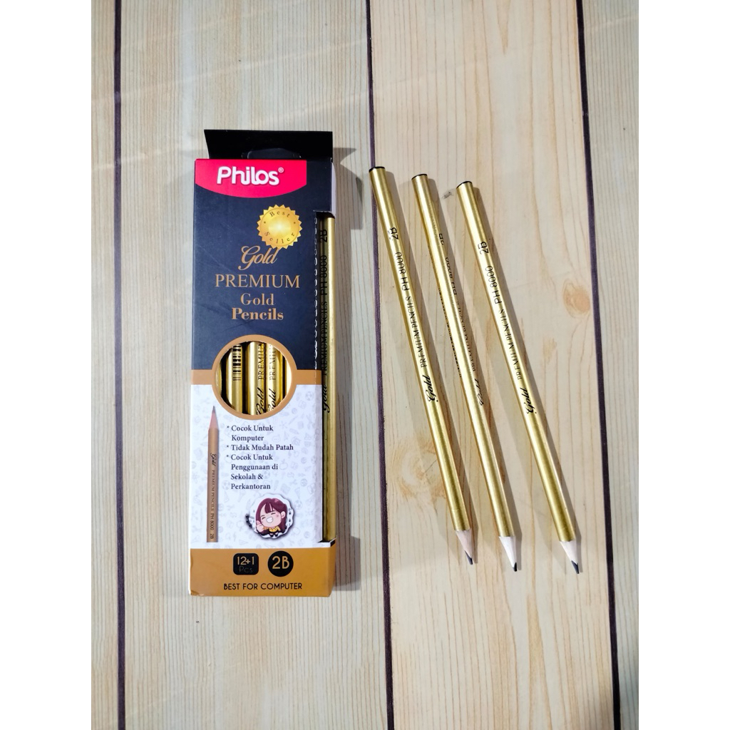 (DOZEN) 2B GOLD PREMIUM PHILOS PENCIL (MIN.ORDER 3 DOZEN)