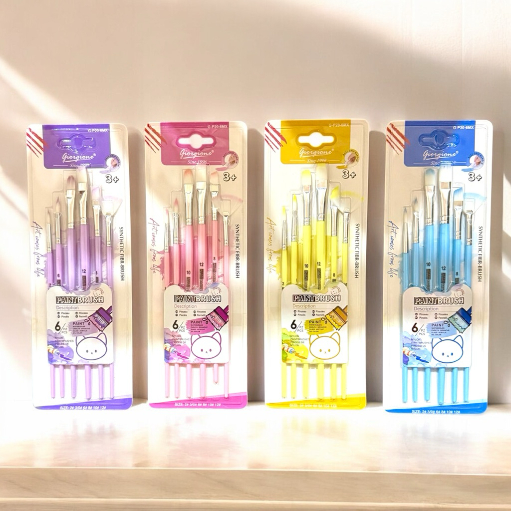 GIORGIONE Paint Brush Set 6 | ไฟเบอร์สังเคราะห์ - ชุดแปรง G-P20-6MX