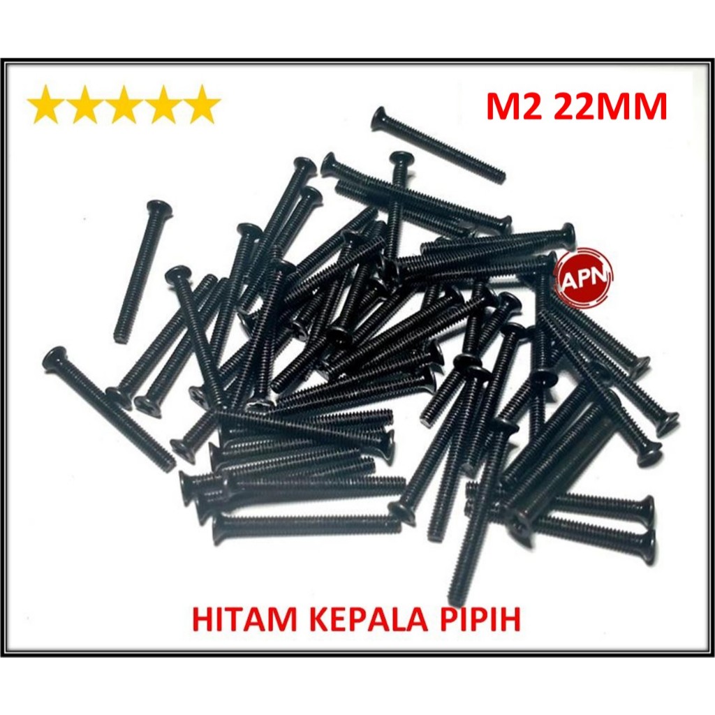 M2 22MM BLACK FLAT HEAD SCREW / M2 M SCREW