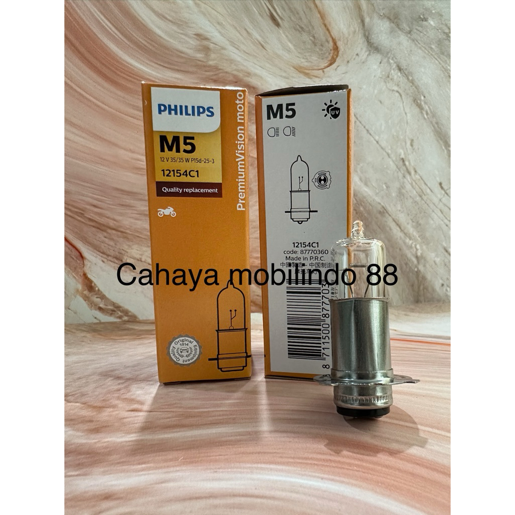 Philips ไฟรถจักรยานยนต์ M5 H6 T19 12v 25w/35w k3 3 ขา 12154c1 Premium Vision 2 ล้อ