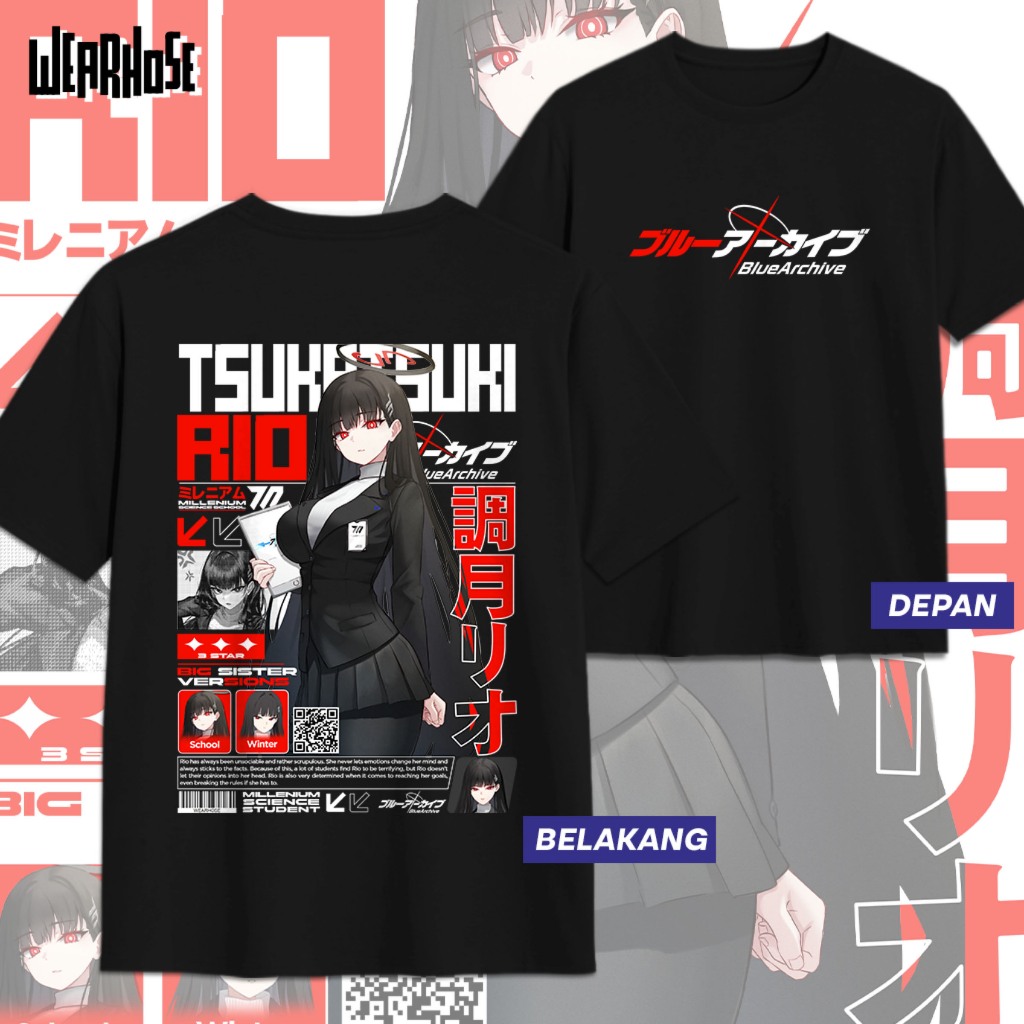 RIO BLUE ARCHIVE RIO TSUKATSUKI DB เสื้อยืดอะนิเมะเกม Rio Blue Archive Wibu Unisex ผู้ชายผู้หญิงท็อป