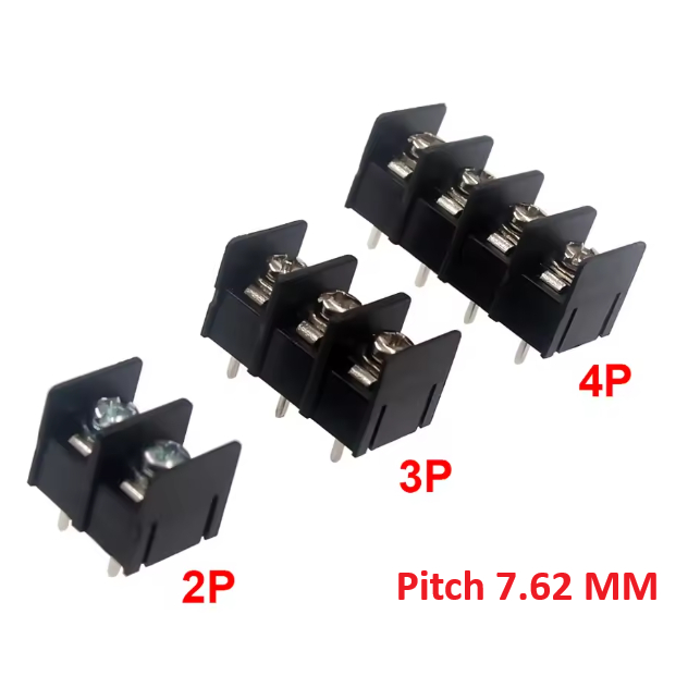 PCB Terminal Block Connector 2p 3p 4p Pole Block 2 pin 3 pin 4 pin Pitch 7.62 มม.สกรูสีดํา KF7.62 KF