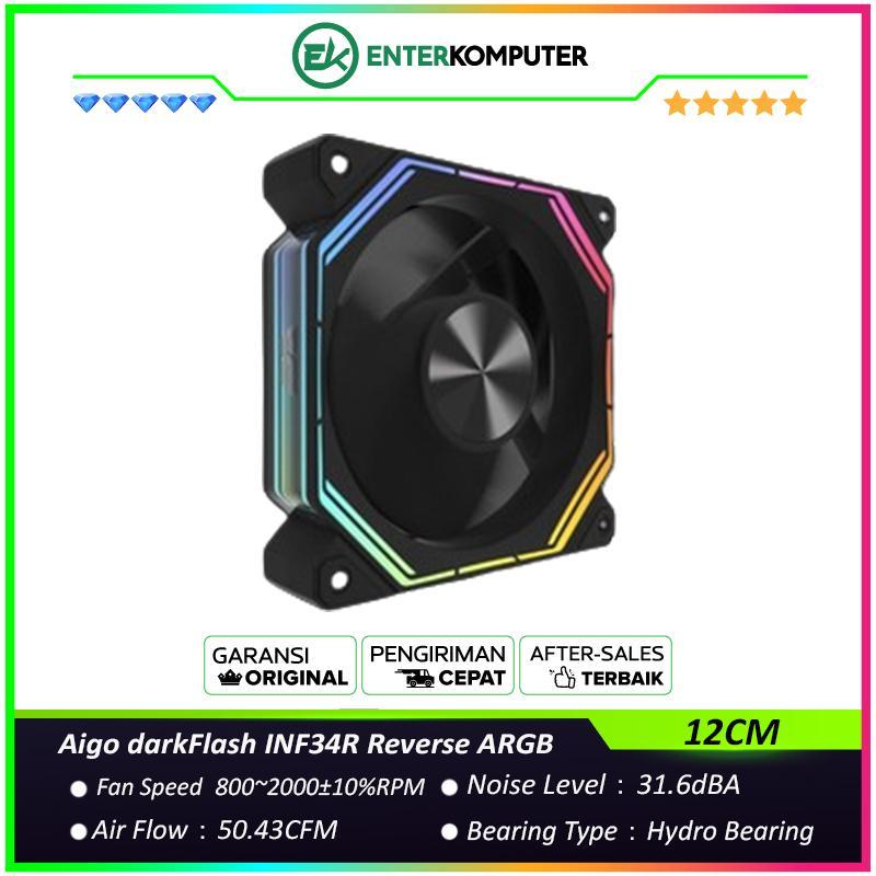 Aigo darkFlash INF34R พัดลม PWM ARGB สีดํา 12 ซม