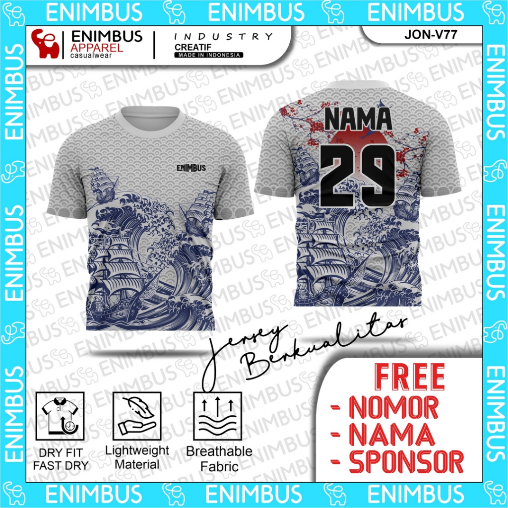 ENIMBUS Streetwear Jersey - Dryfit Sublim Football Futsal Badminton Tennis Sporty Shirt JON-V77