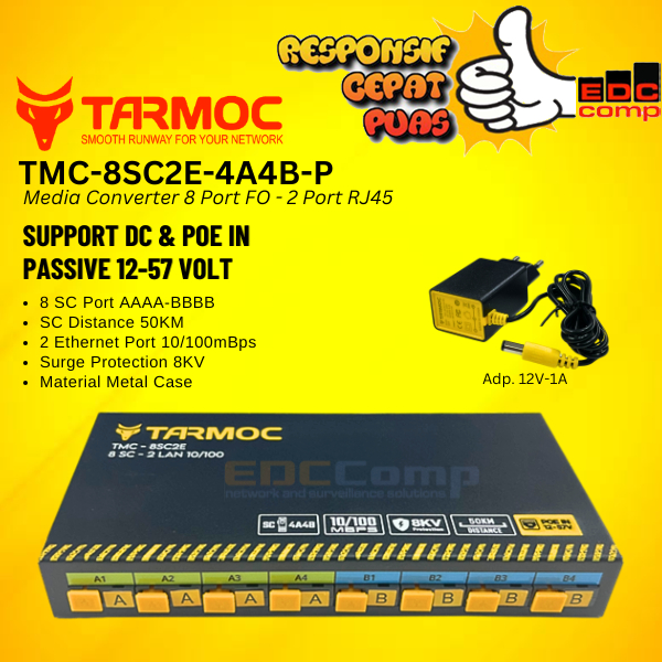 Tarmoc TMC-8SC2E-4A4B-P | สวิตช์แปลงสื่อ 8FO 2LAN / 8 FO 2 LAN 10/100Mbps POE IN 12-57 โวลต์ | 8SC 2