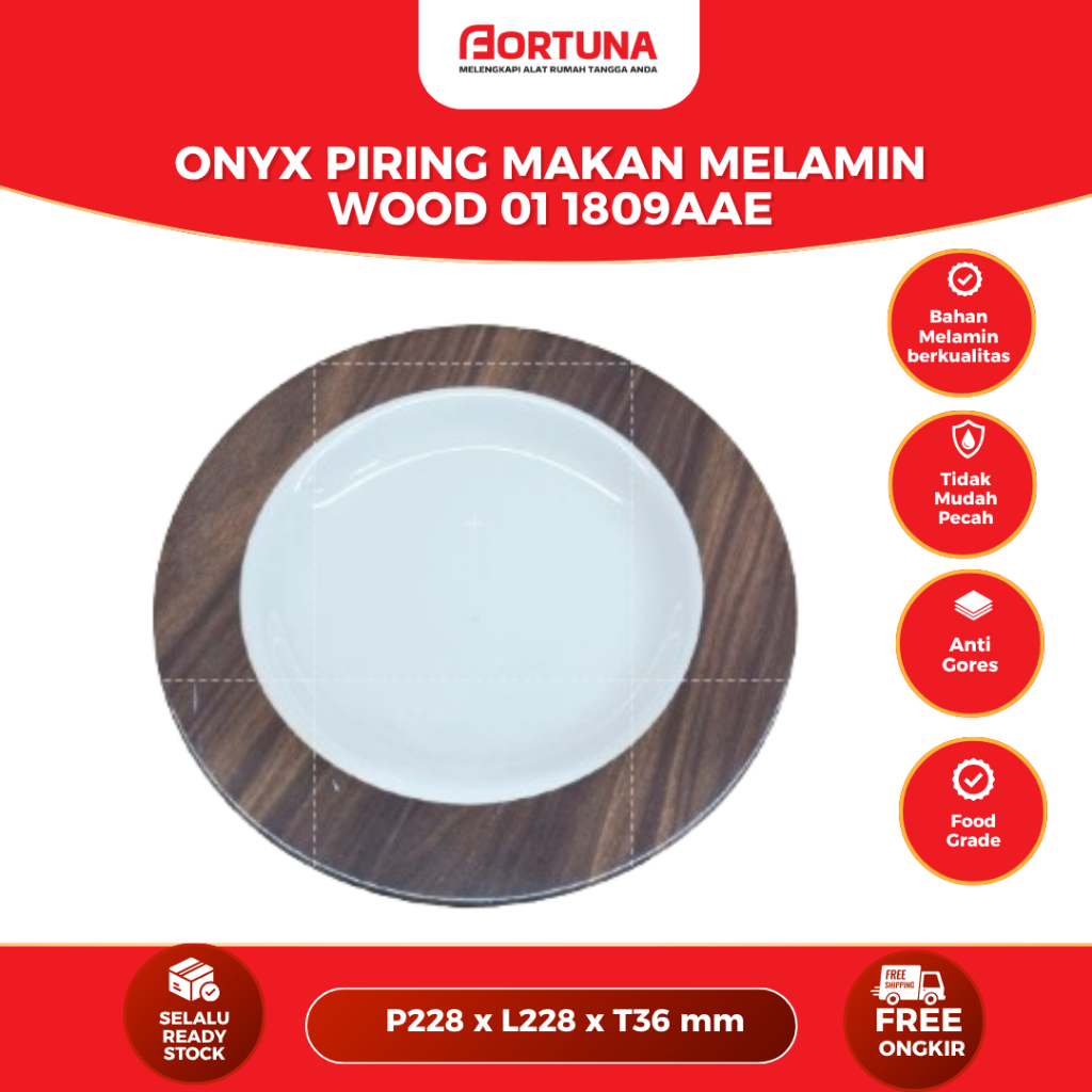 Onyx 9 นิ้วจานอาหารค่ําเมลามีนเว้าไม้ 01 1809AAE