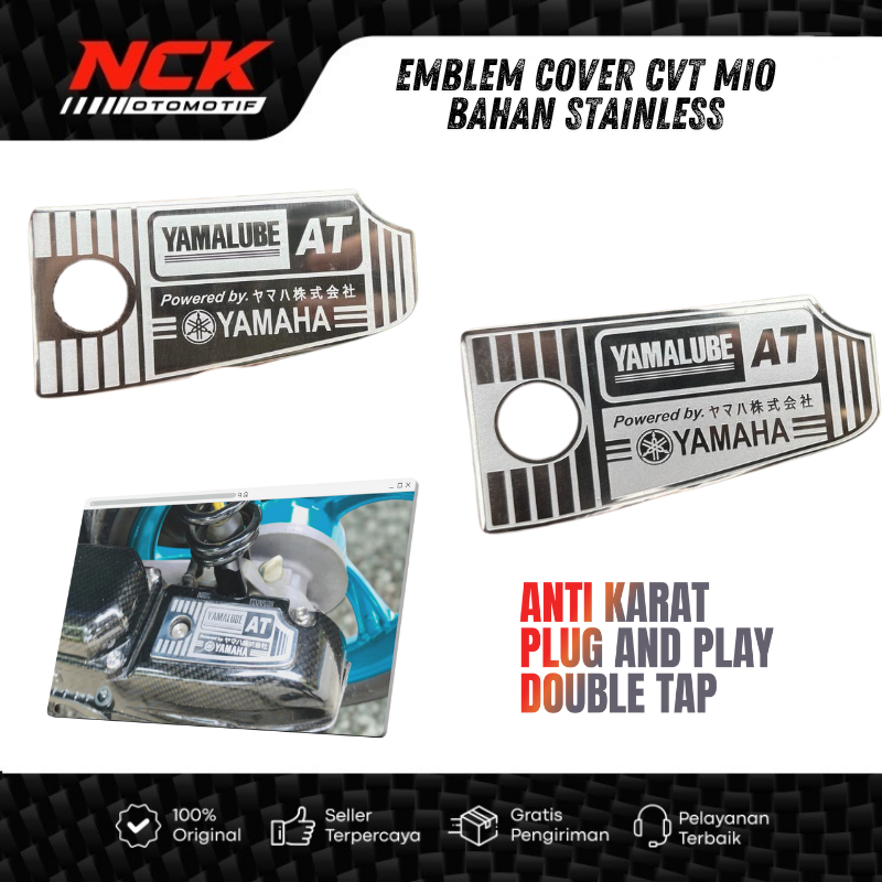 ฝาครอบ CVT EMBLEM MIO YAMAHA SWEETENER การป้องกันสแตนเลสพร้อม ADHESIVE