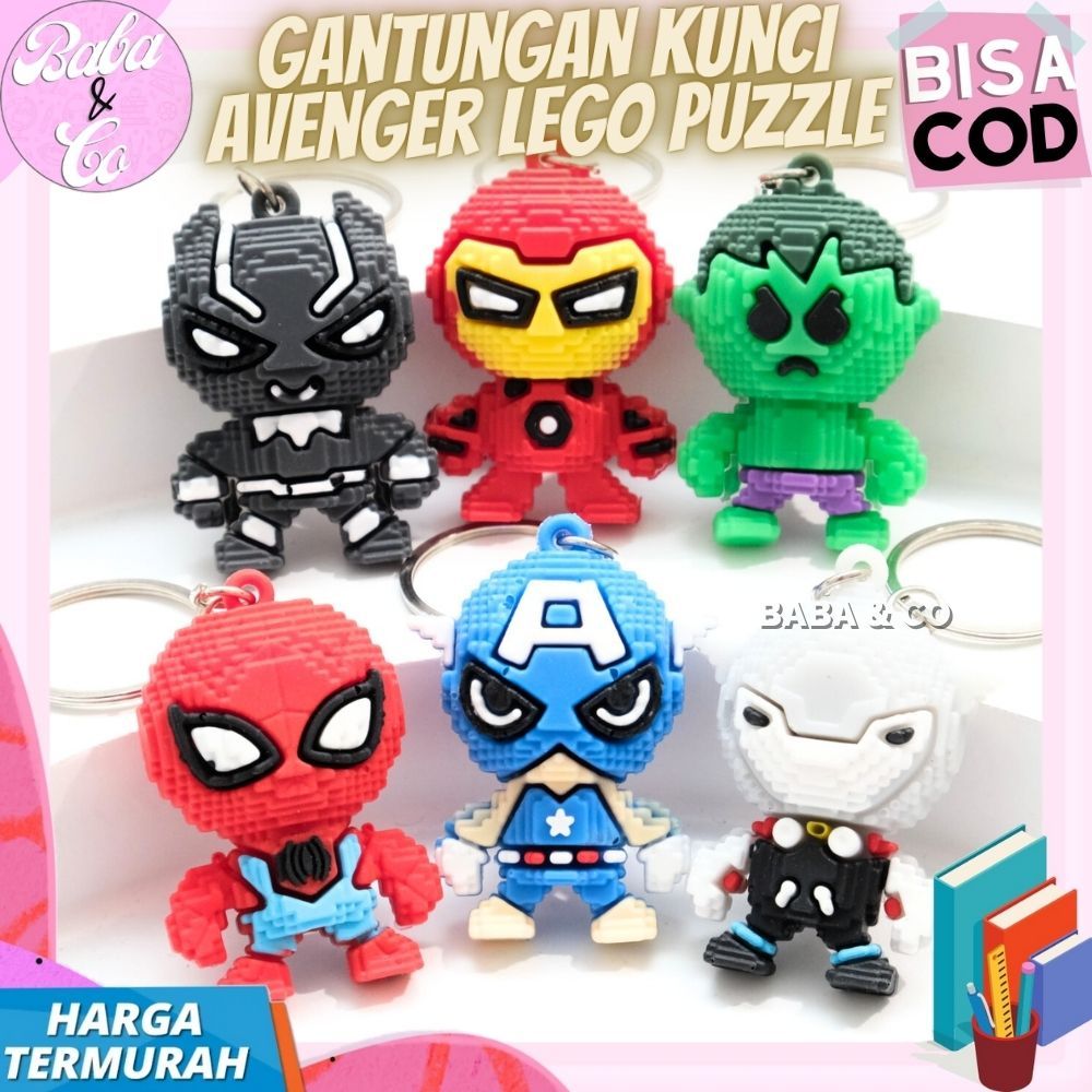 GANTUNGAN AVENGERS LEGO KEYCHAIN CUTE UNIQUE KEYCHAIN SUPERHERO AVENGER LEGO CUTE BATMAN SPIDERMAN C