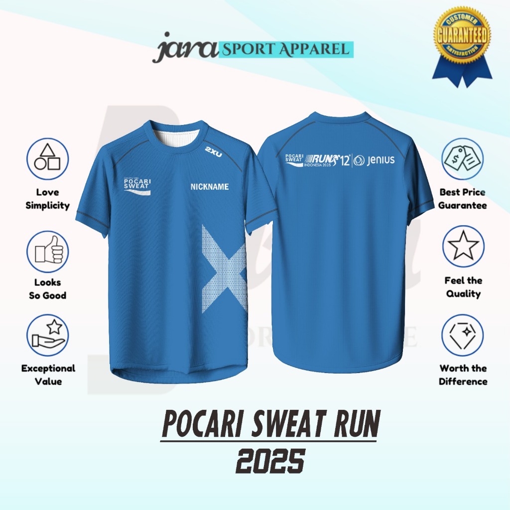 POCARI SWEAT RUN 2025 เสื้อวิ่งสําหรับผู้ชายและผู้หญิง - 2XU Dryfit ชุดกีฬาวิ่งพิมพ์ลายเต็มรูปแบบ