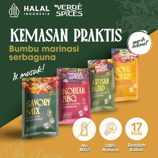 Verde Spices Healthy Dry Rub Bumbu Marinasi Diet Rendah Kalori Rempah Masak BBQ Serbaguna Sachet 8g