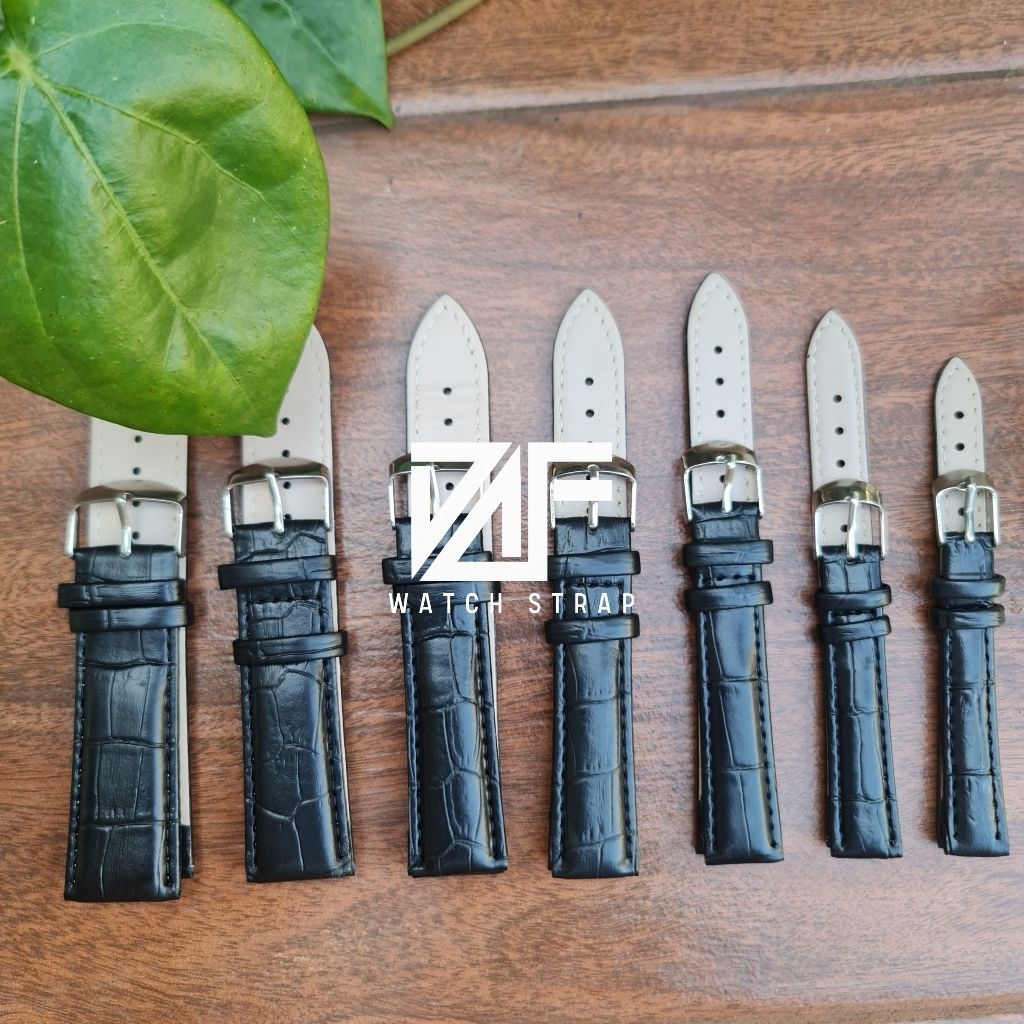 DAF WHOLESALE LEATHER WATCH STRAP 12MM - 24MM CROCO BLACK MOTIF