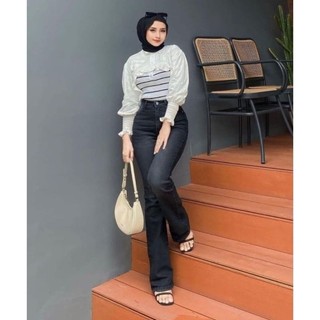 Cutbray Jeans Wanita Highwaist Retro 114 strecy premium celana jeans model cutbray whisker