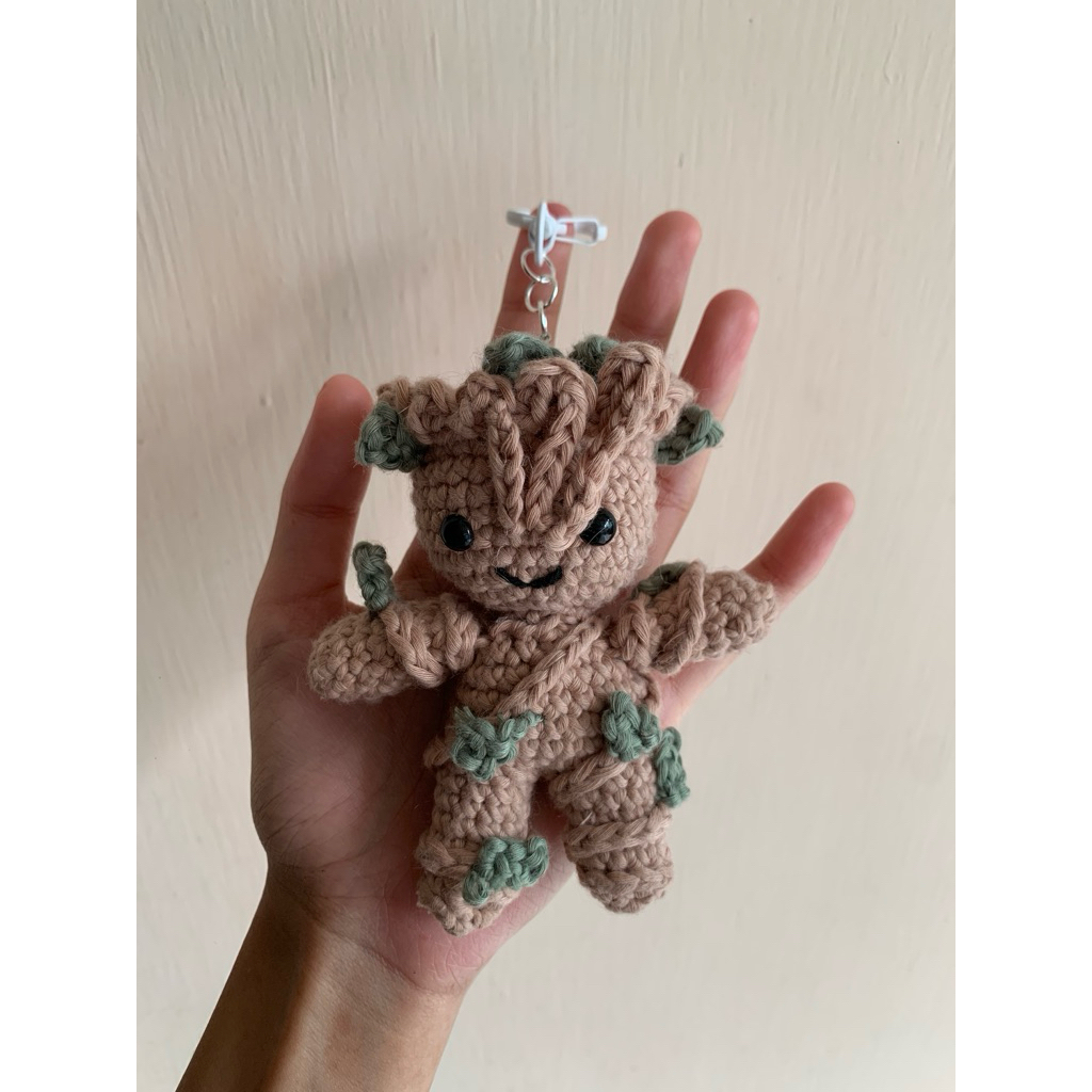 GANTUNGAN [Shinorinami] Baby Groot โครเชต์พวงกุญแจกระเป๋า Charm | พวงกุญแจถัก Marvel Groot
